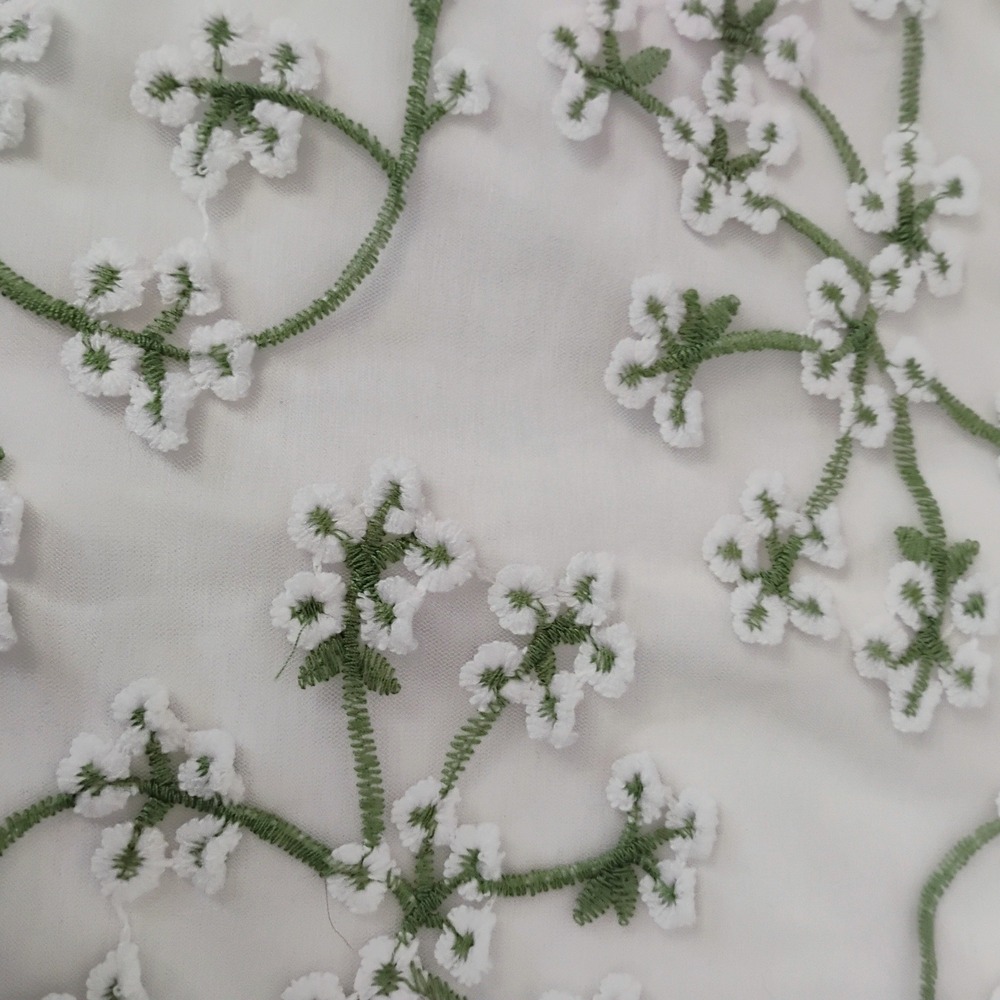 Romwe Floral Embroidered Mesh Mini Skirt White Green Size S US 4 A Line Fairy‎ W - Picture 2 of 6